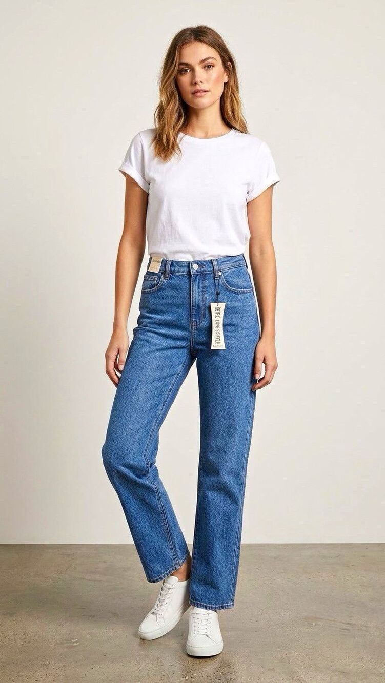 Kensie High Rise Straight Leg Jeans Blue Medium Wash Retro Luxe Stretch 5-Pkt